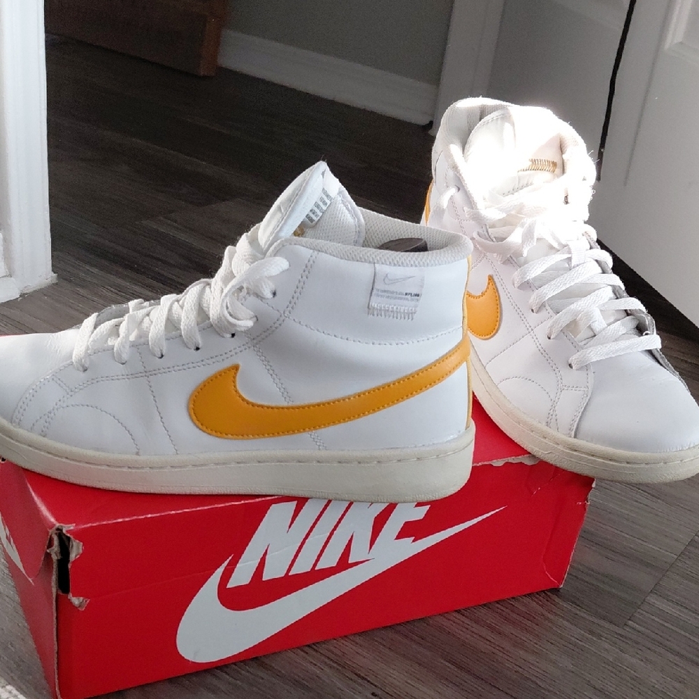Nike White and Gold High-Top Sneakers